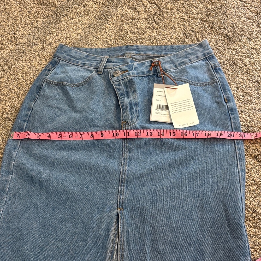 Lafayette 148 New York Blue Denim Maxi Skirt - Picture 8 of 9